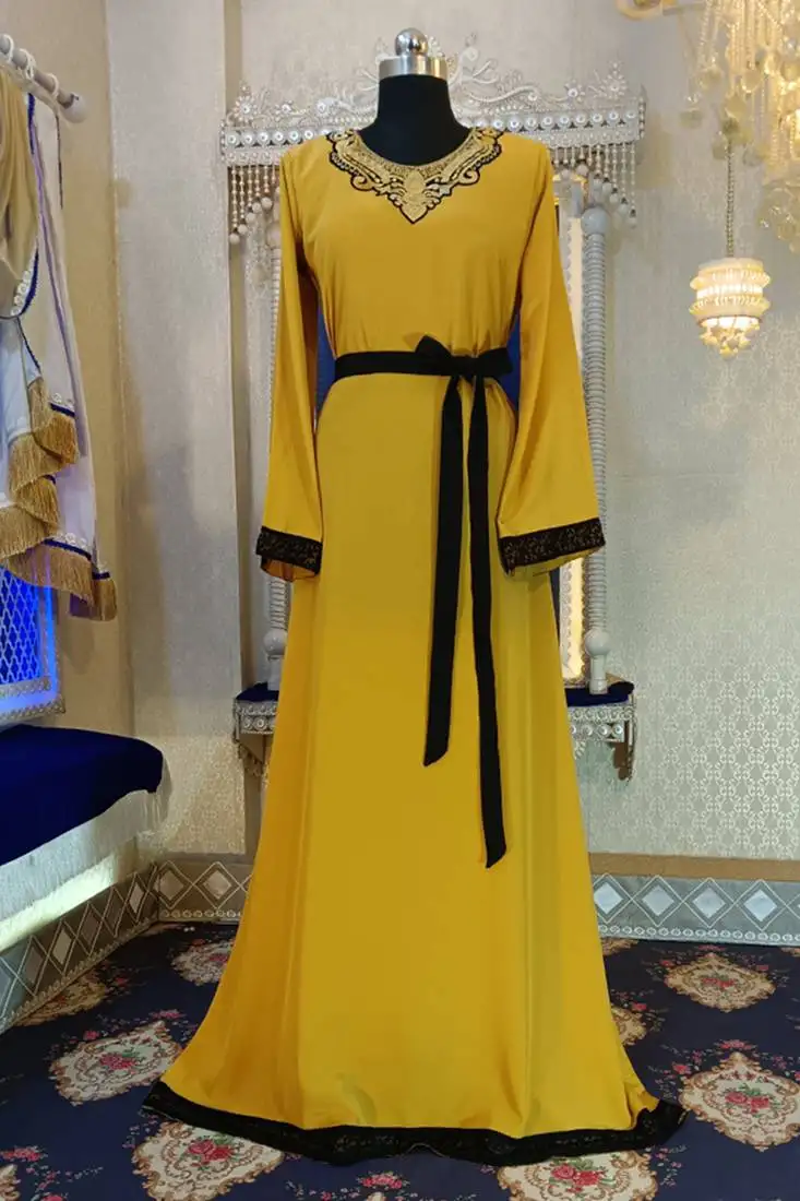 Golden yellow designer arabic kaftan