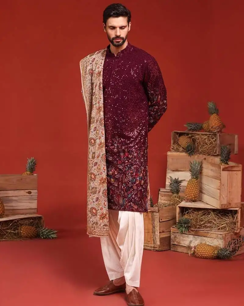 Kush wine kurta set