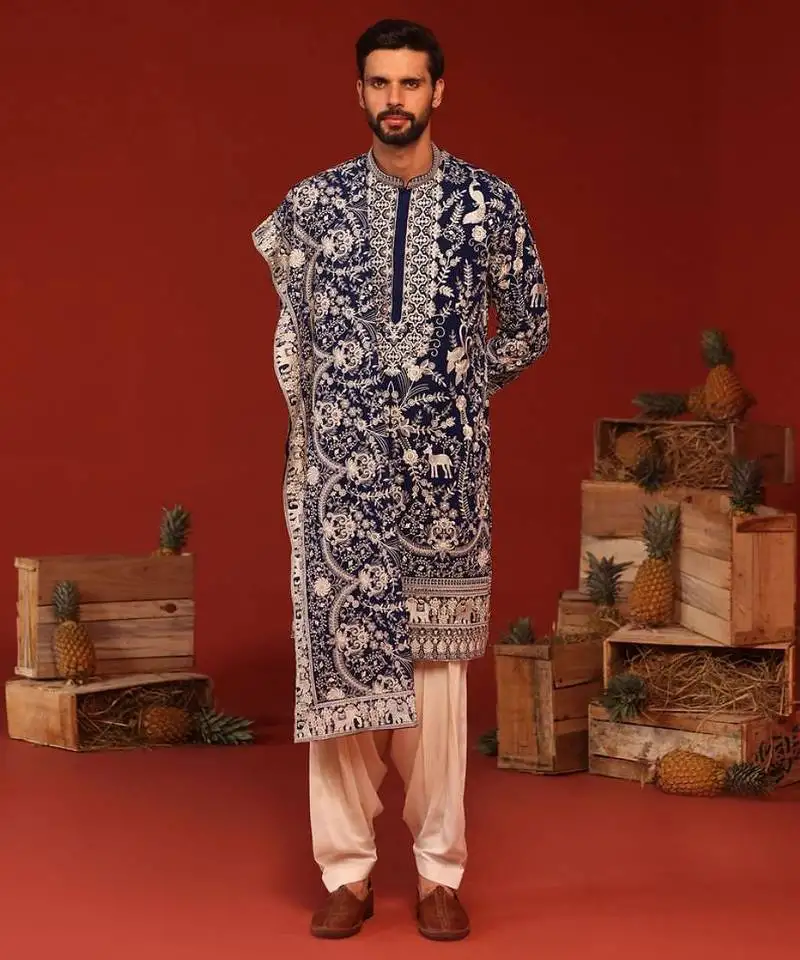 Charvik royal blue kurta set