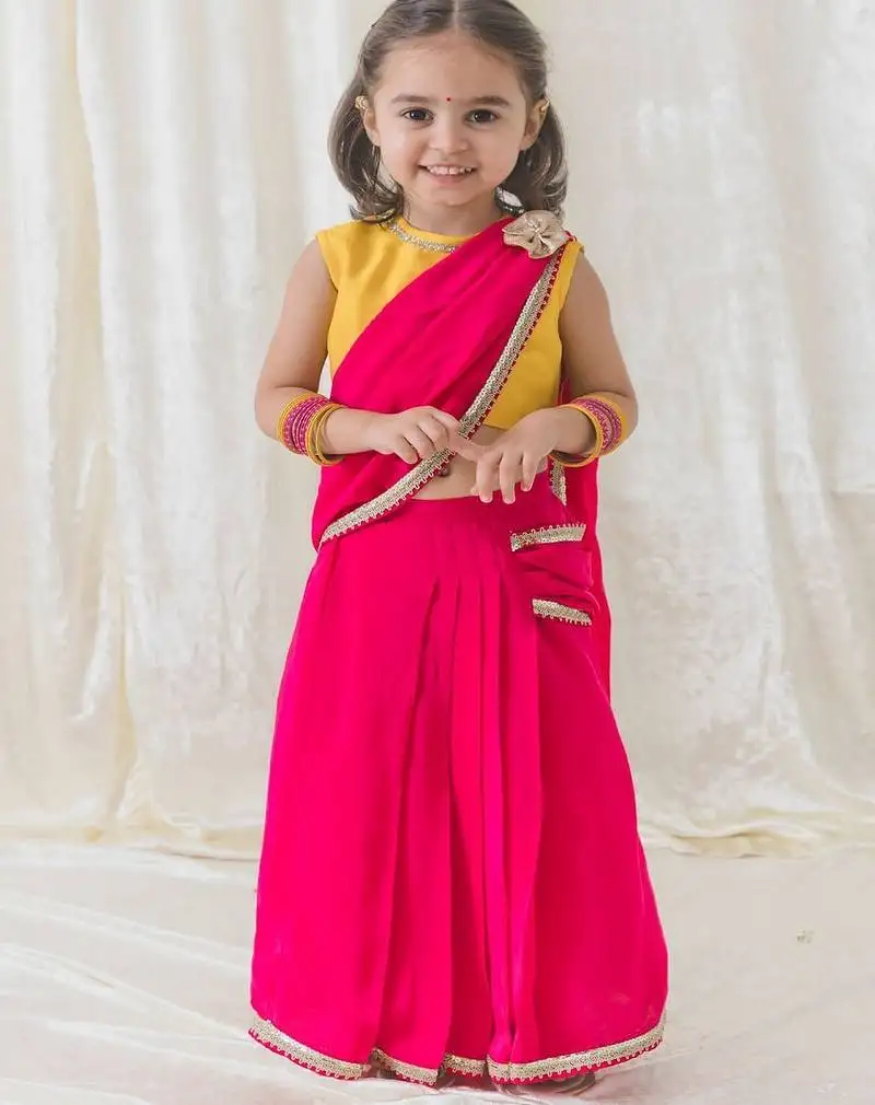 Pink plain viscose saree