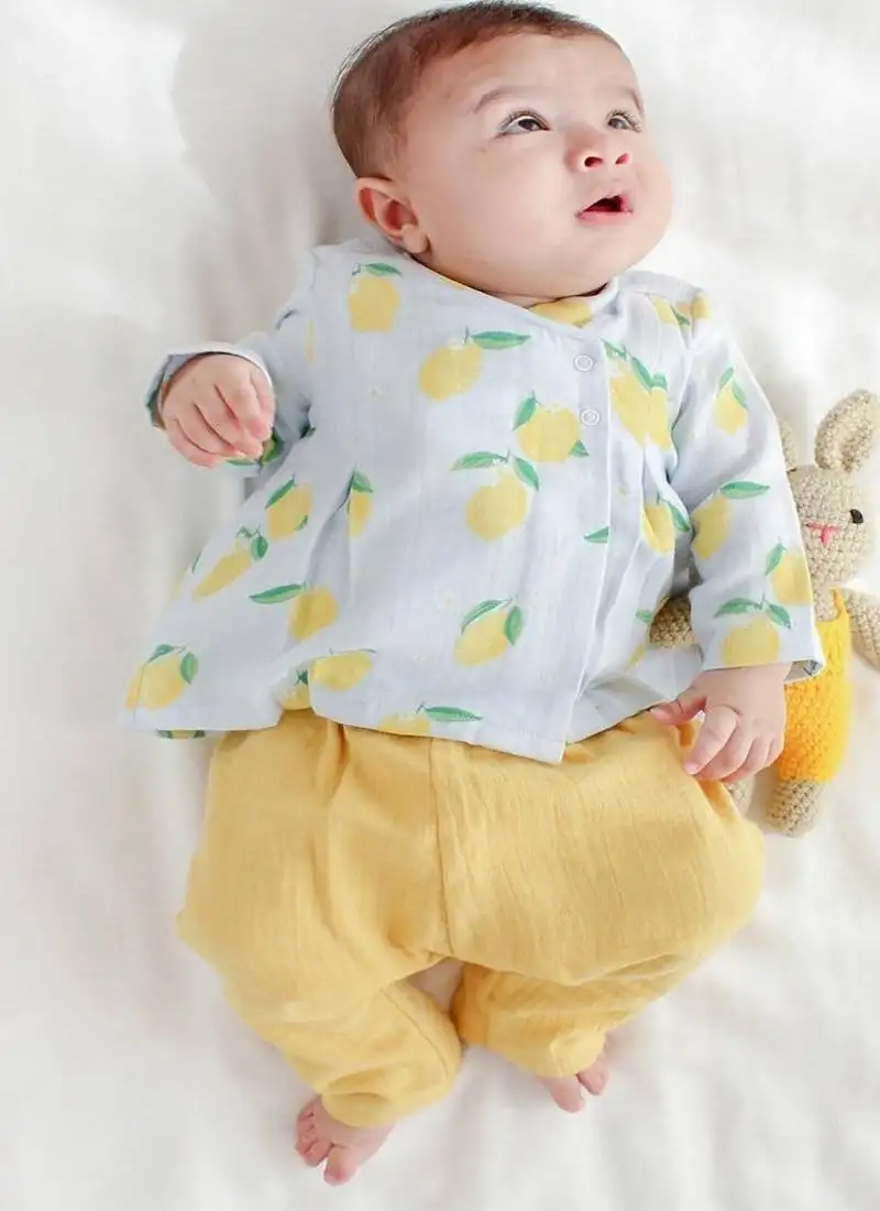 Blue printed cotton kurta pyjama