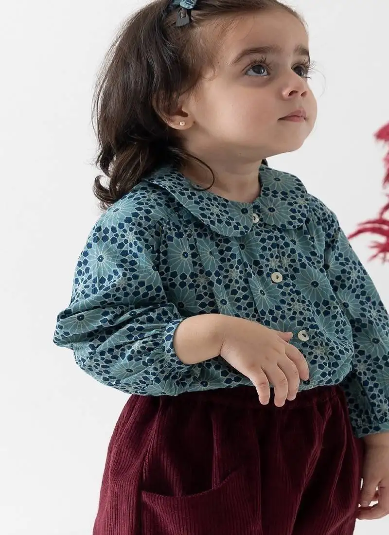 Blue printed cotton shirt