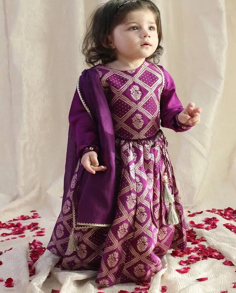 Purple embroidered viscose lehenga