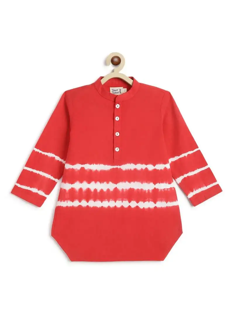 Red plain cotton kurta