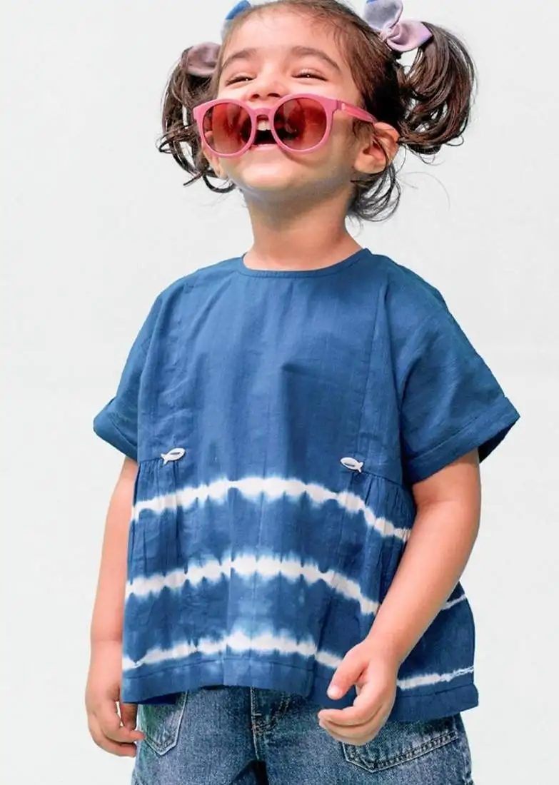 Blue plain cotton top