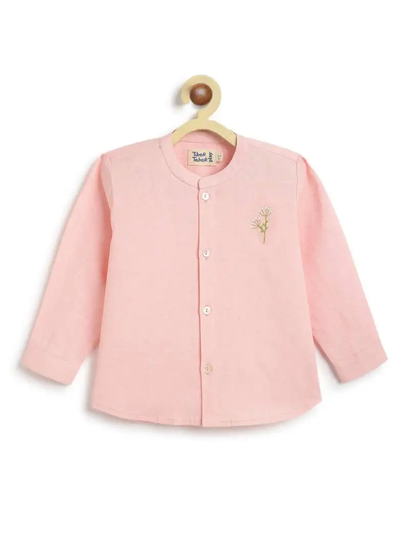 Pink embroidered cotton shirt