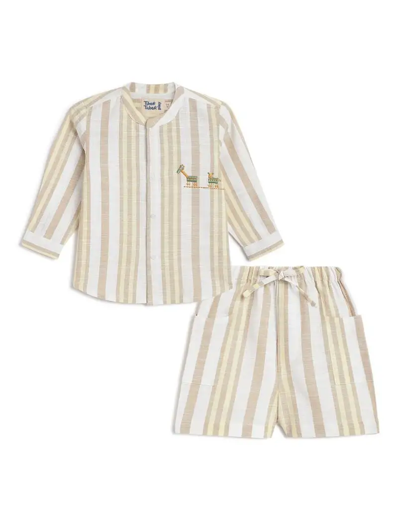 Beige plain cotton co ord set