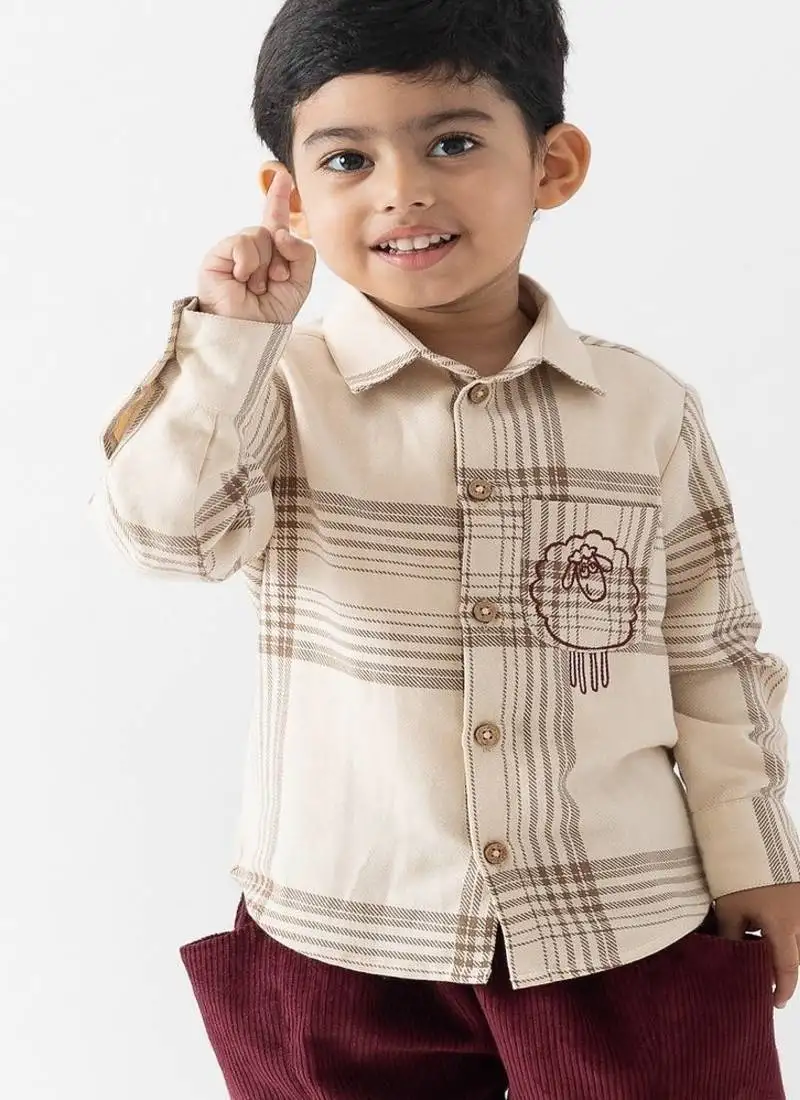 Cream embroidered cotton shirts