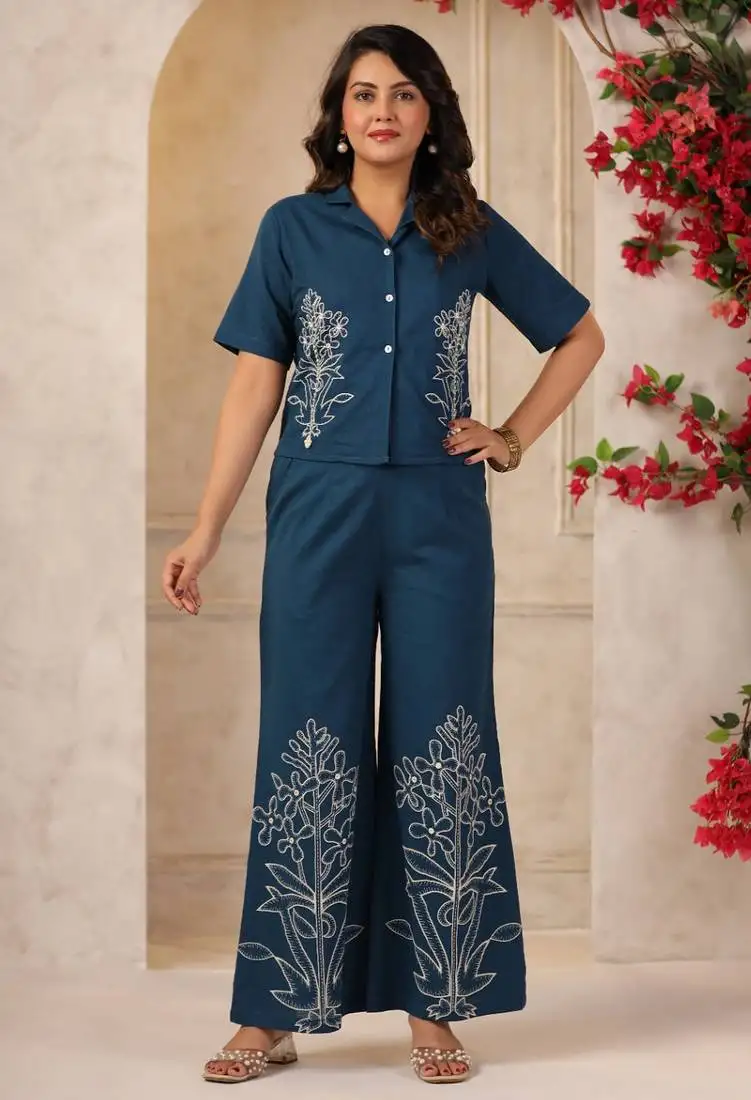 Mahua nile embroidery co-ord set