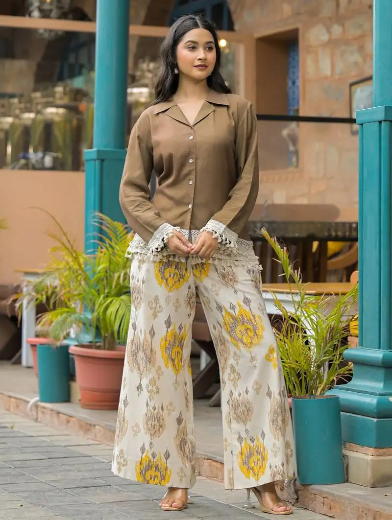 Hardik tan cotton co-ord set