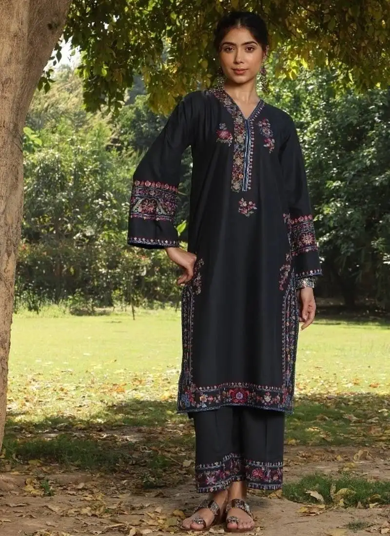 Black lawn printed kurta-sets