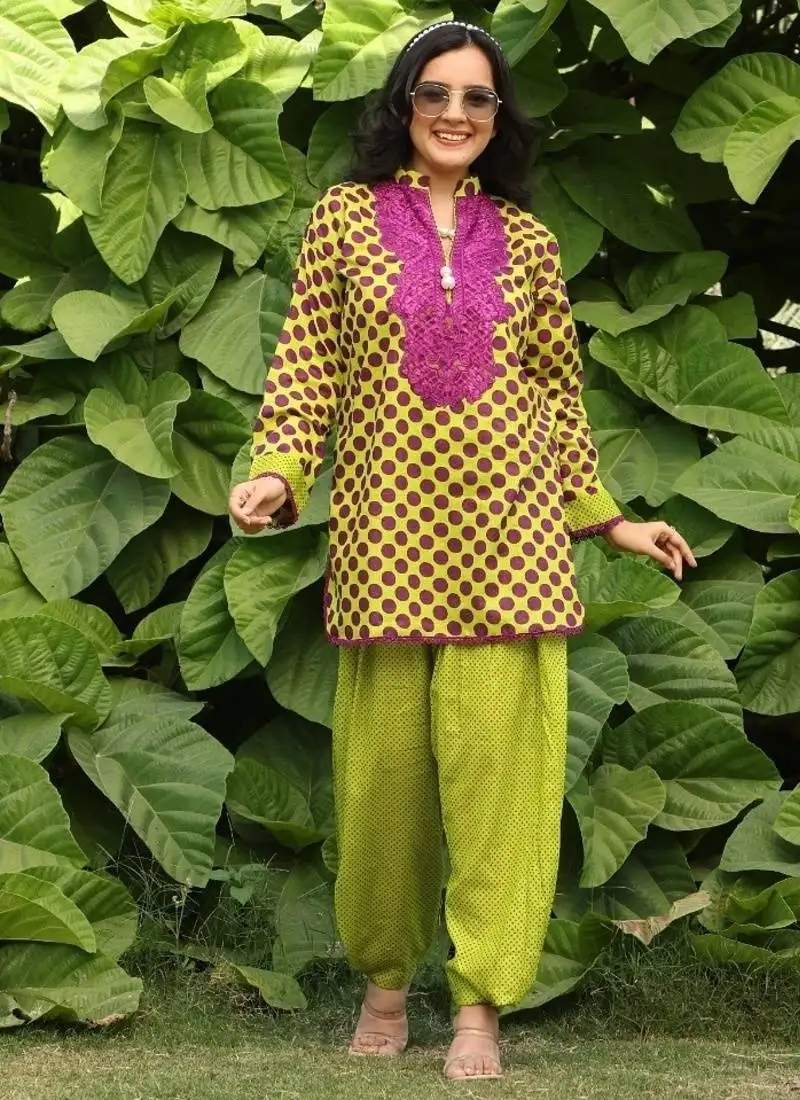 Green lawn printed kurta-sets