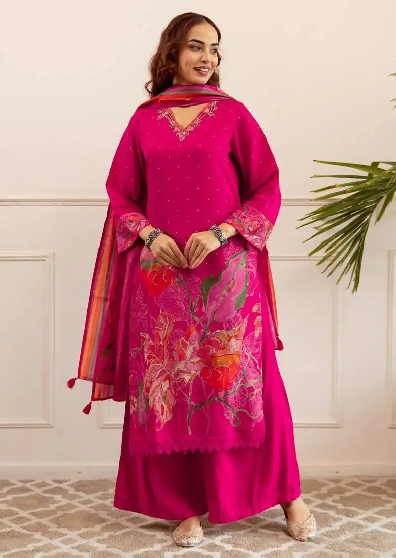 Kabool rouge full work suit set