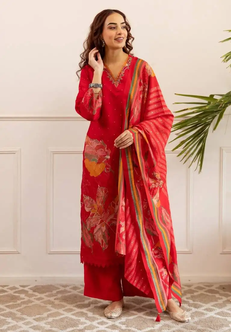 Kabool hibiscus work suit set