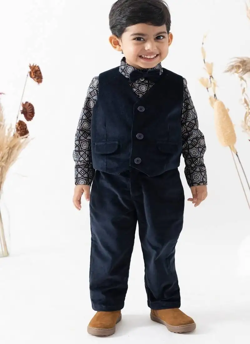 Blue printed cotton 3 piece co ord set