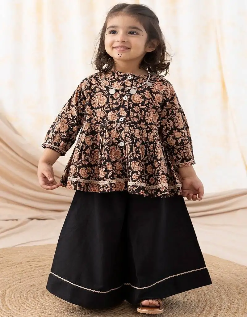 Black printed cotton co ord set