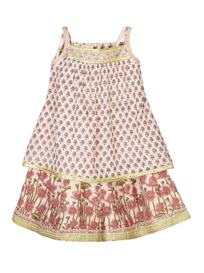 White cotton printed co ord set