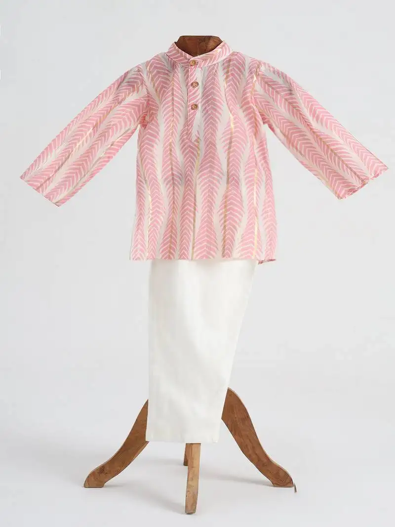 Pink cotton plain kurta pyjama