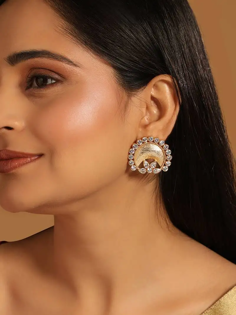 Gold plated crescent glow earrings