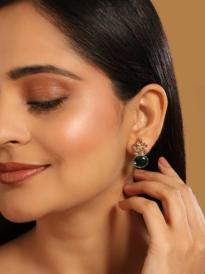 Gold plated verdant bloom studs