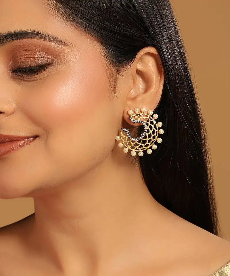 Gold plated celestial filigree earrings