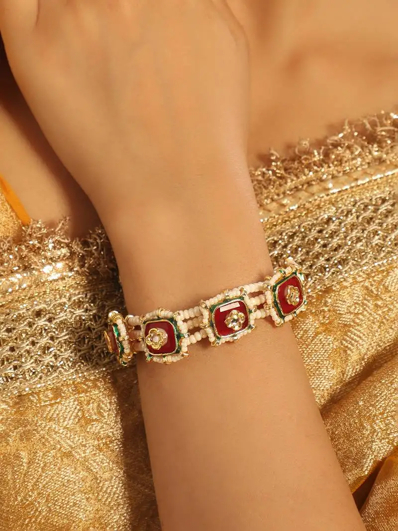 Gold plated red serene pochi bangles