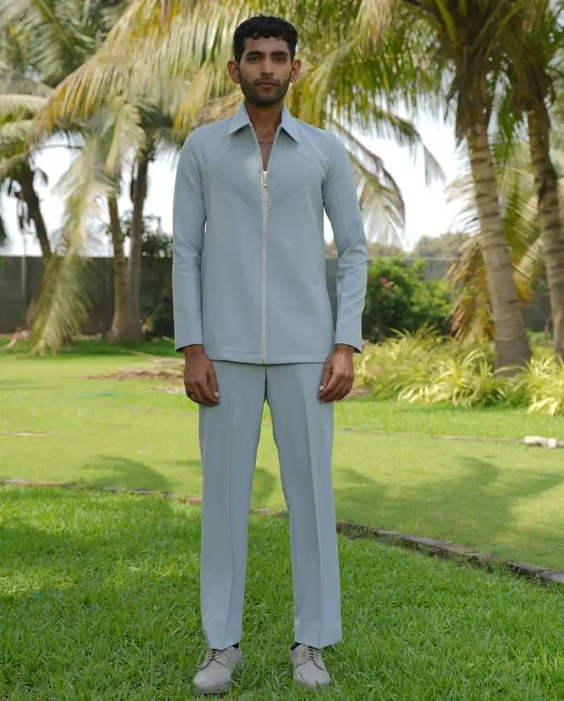 Light blue 4-way stretch plain jacket