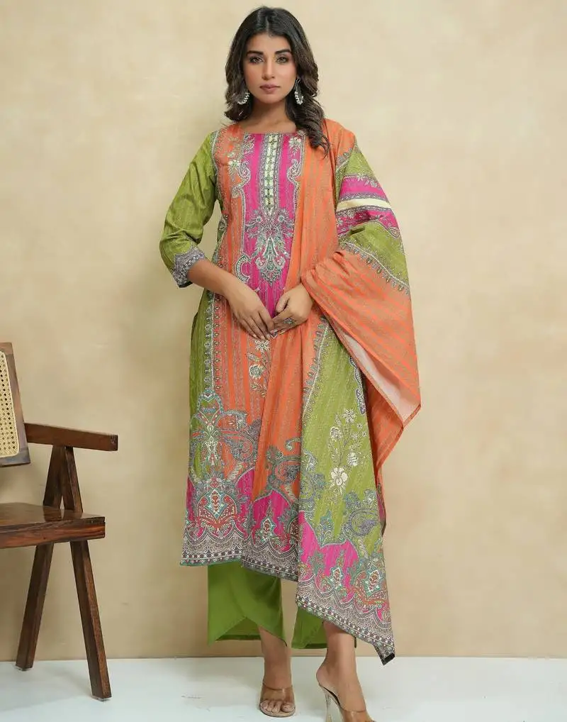 Baga apricot cotton suit set