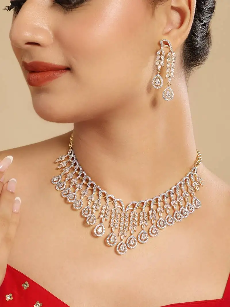 American diamond drop radiance necklace set