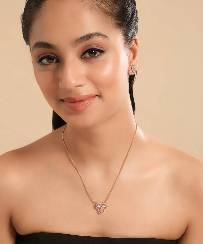 American diamond cleo minimal drop necklace set