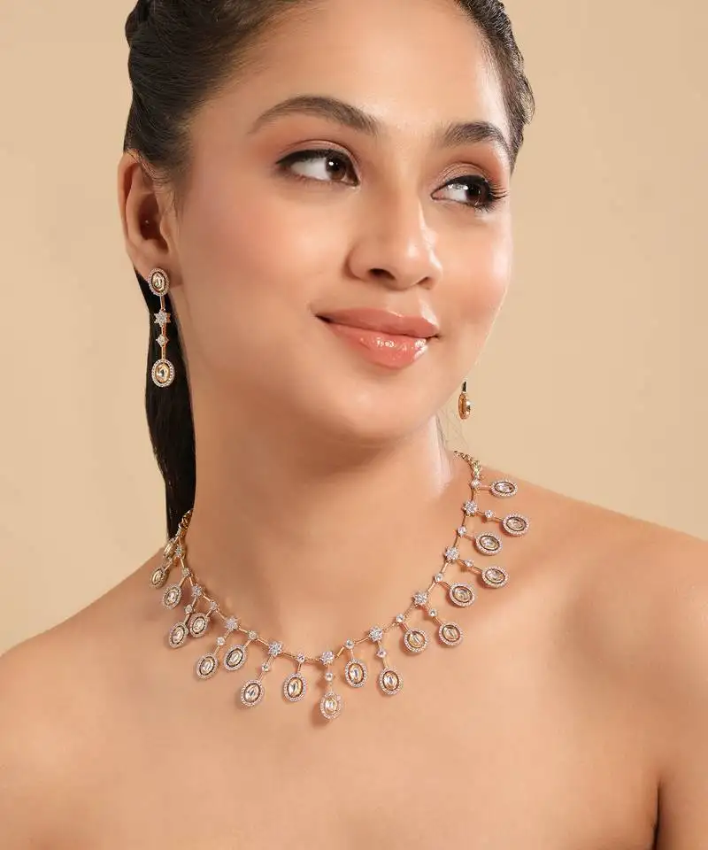 American diamond twilight drops necklace set