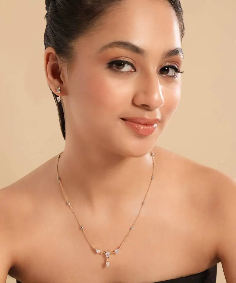 American diamond blissful minimal necklace set