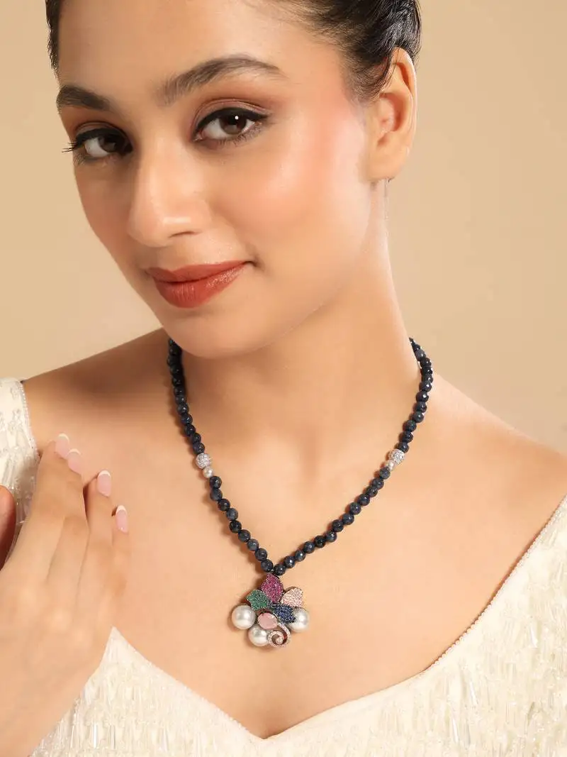 Twilight blossom beaded necklace