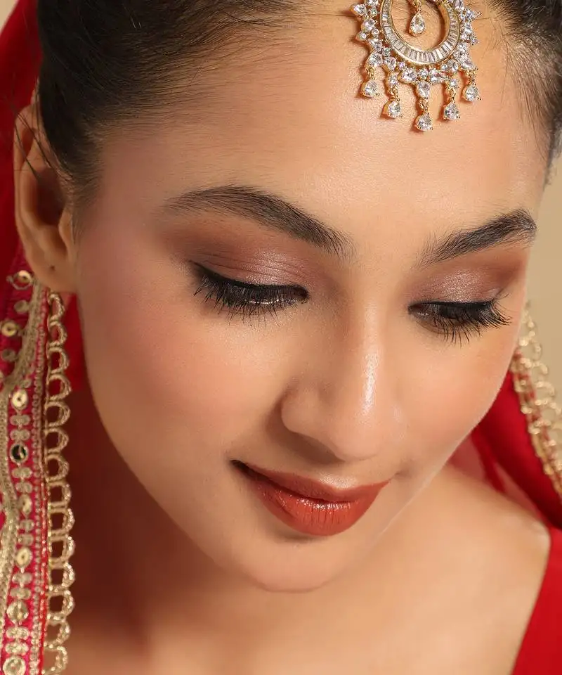 American diamond crescent charm maang tikka