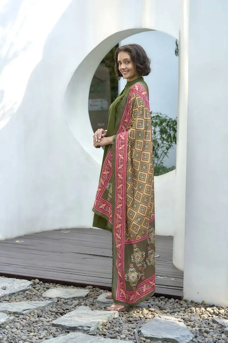 Vatican kurta with bottom chinon dupatta