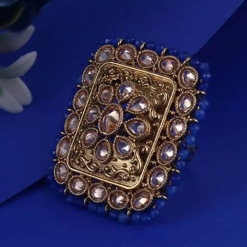 Admirable square and oval shape gold plated adjustable finger ring for women and girls