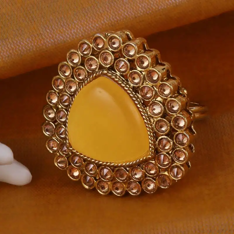 Common oval shape gold plated adjustable finger ring for women and girls