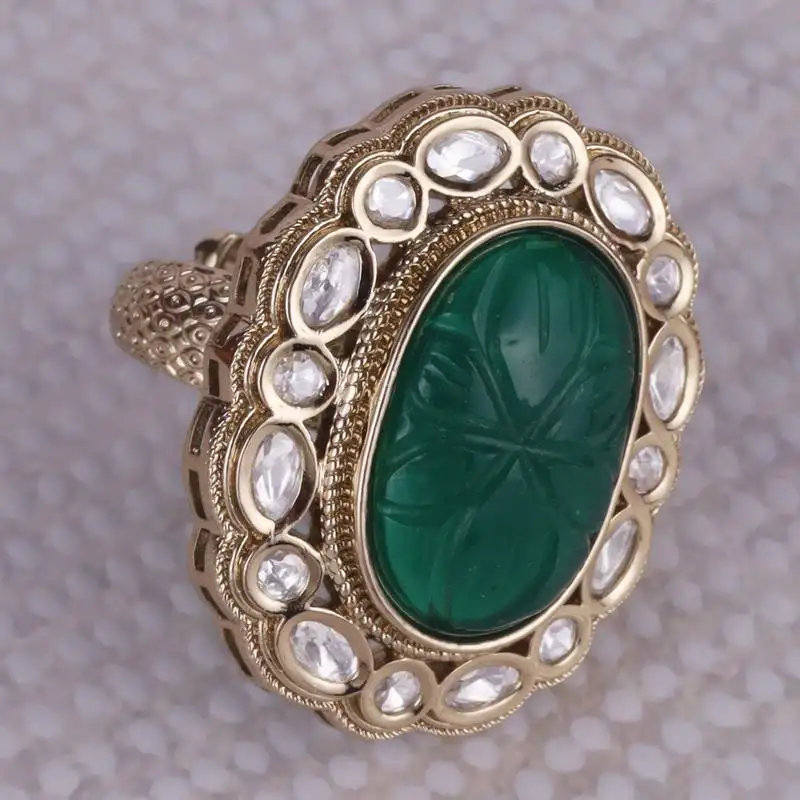 Creative round shape gold plated adjustable finger ring for women and girls