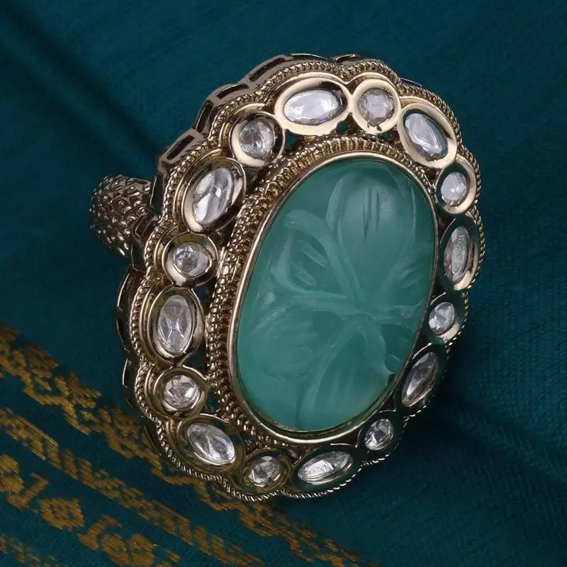 Desirable round shape gold plated adjustable finger ring for women and girls