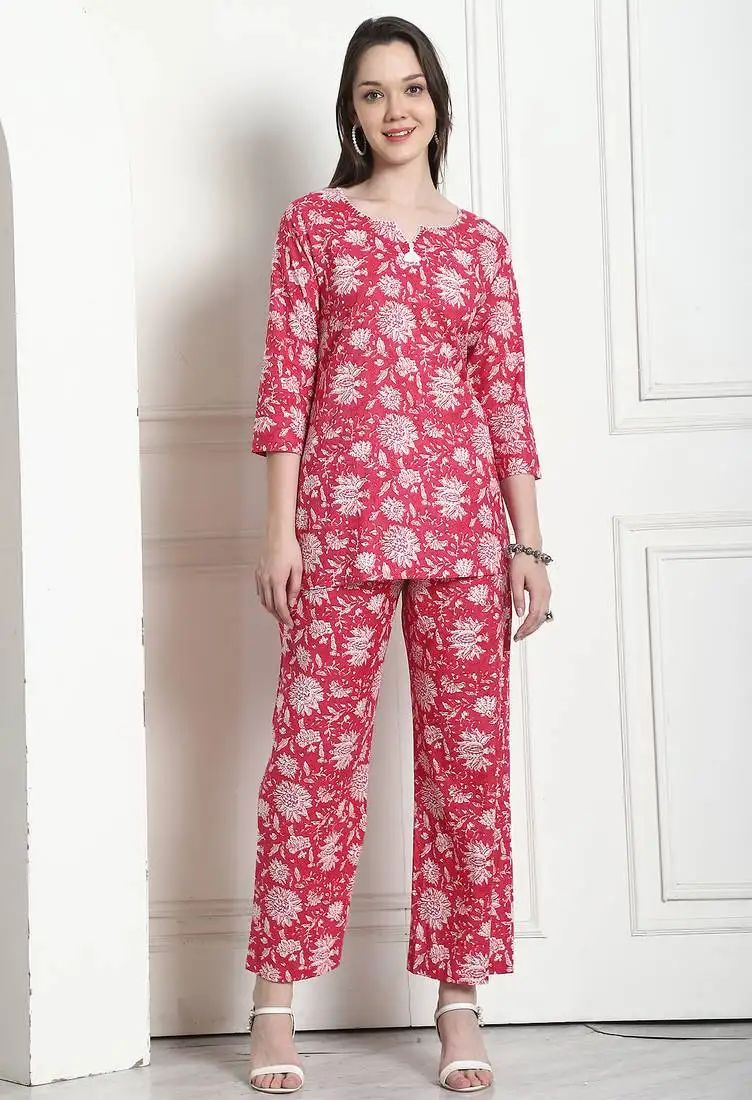 Women's pure cotton printed co-ords