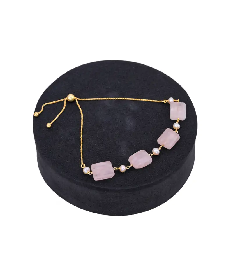 Pink studded jewellery sterling silver bracelet