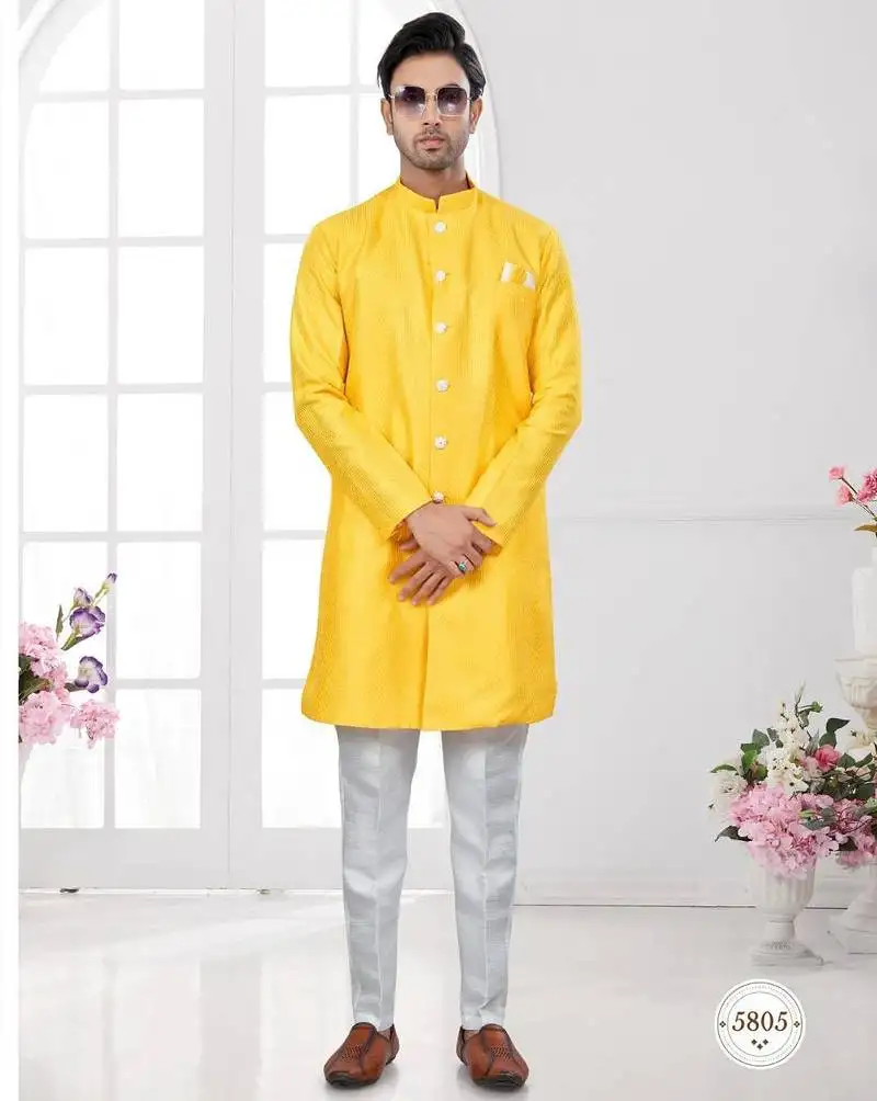 Full computer embroidery, indowestern sherwani set with thread, stone work & fancy botton