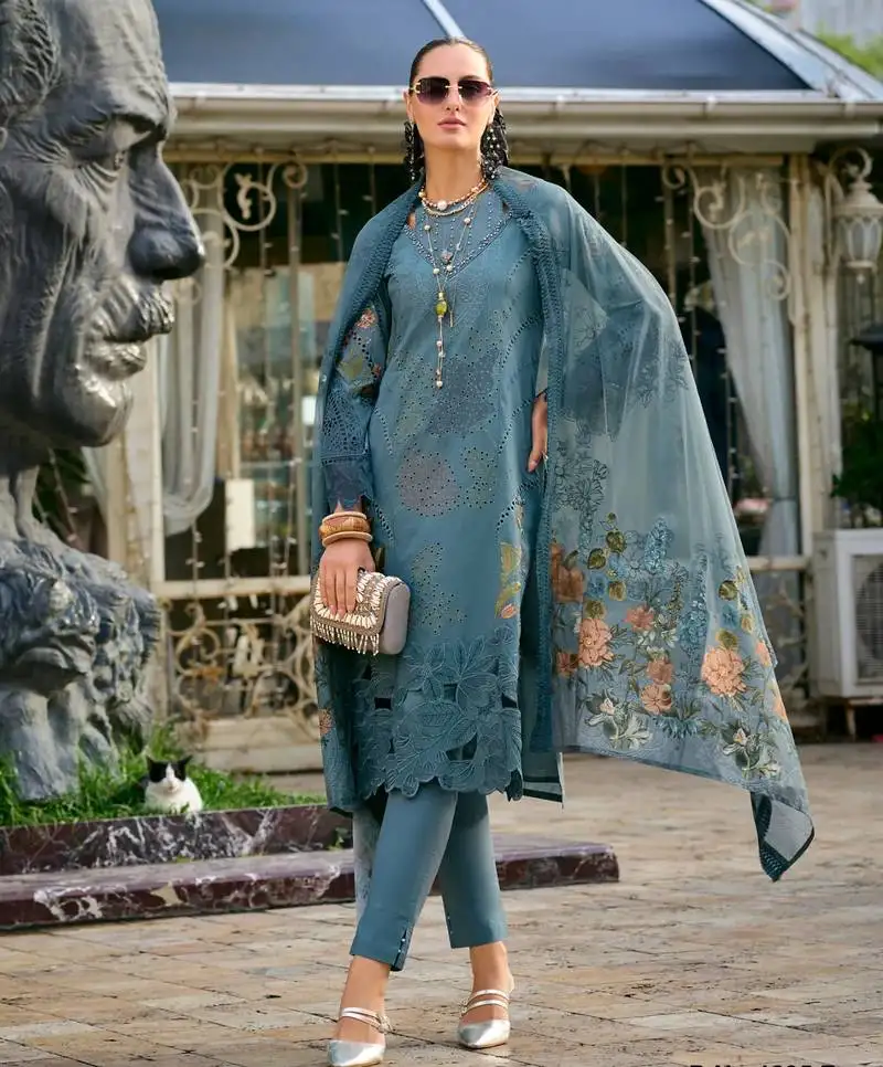 Ayat teal dark teal embroidered blended kurta sets