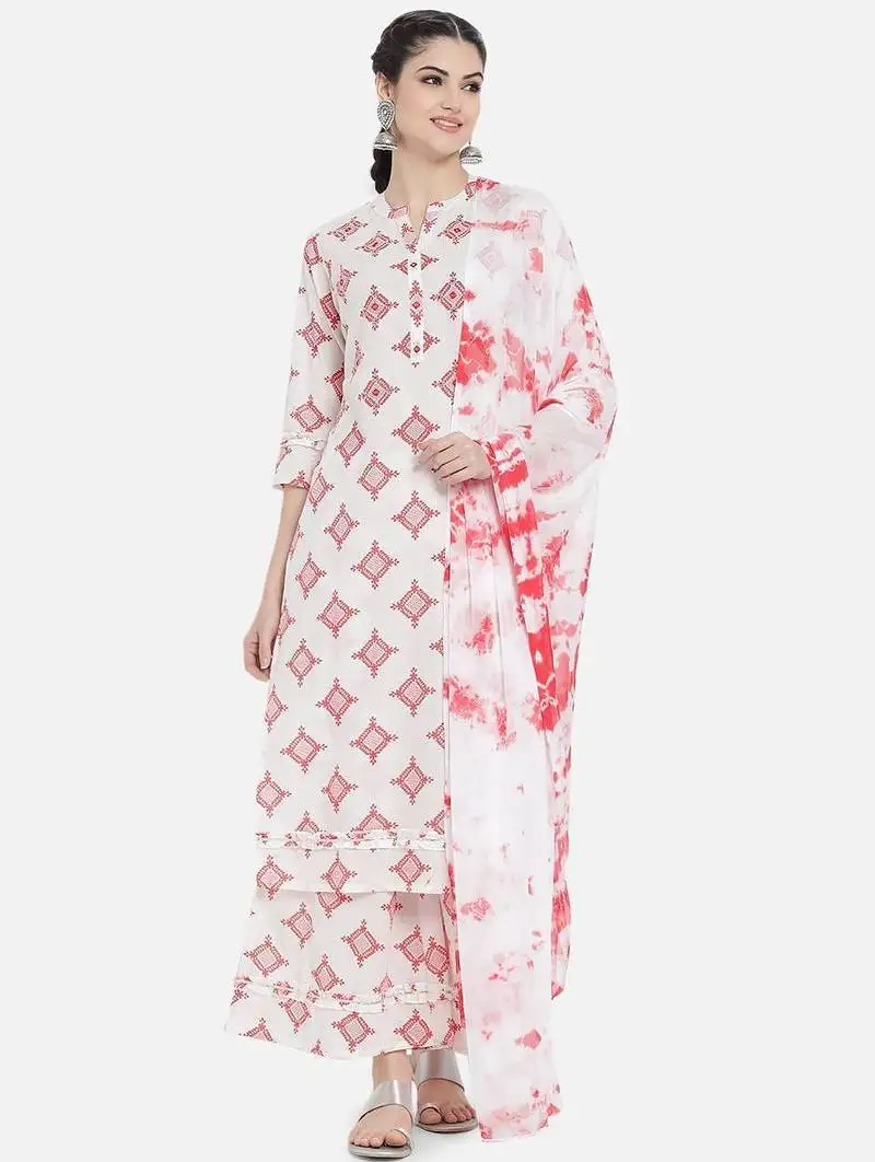 White floral printed kurta set