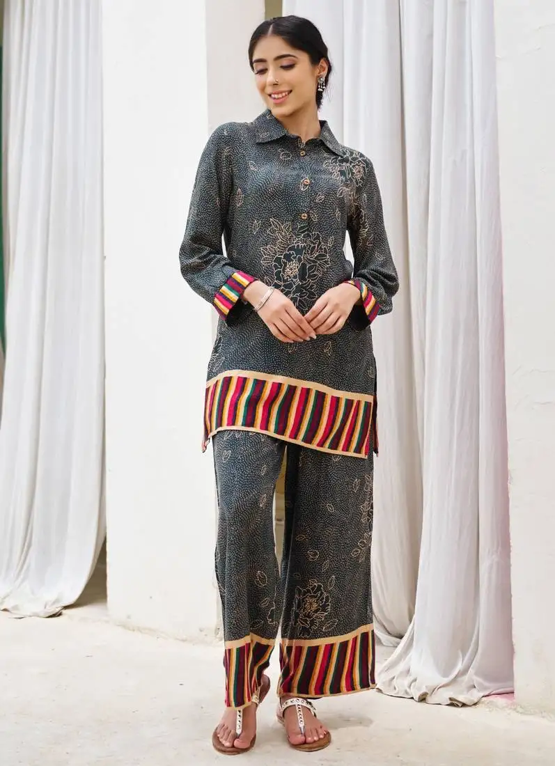 Kabool cobalt printed kurta pant set