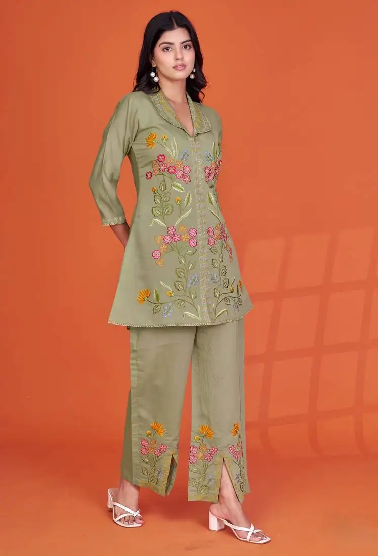 Darika sage embroidery co-ord set