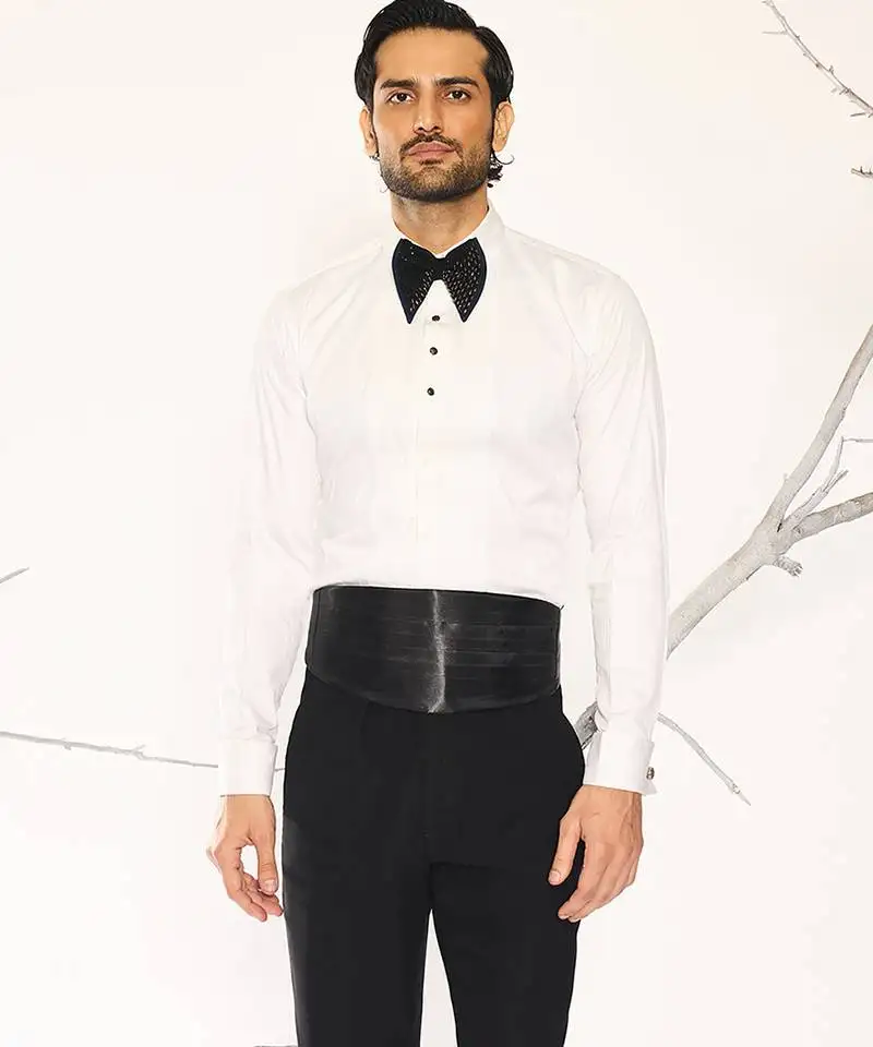 White plain woolen blend shirt