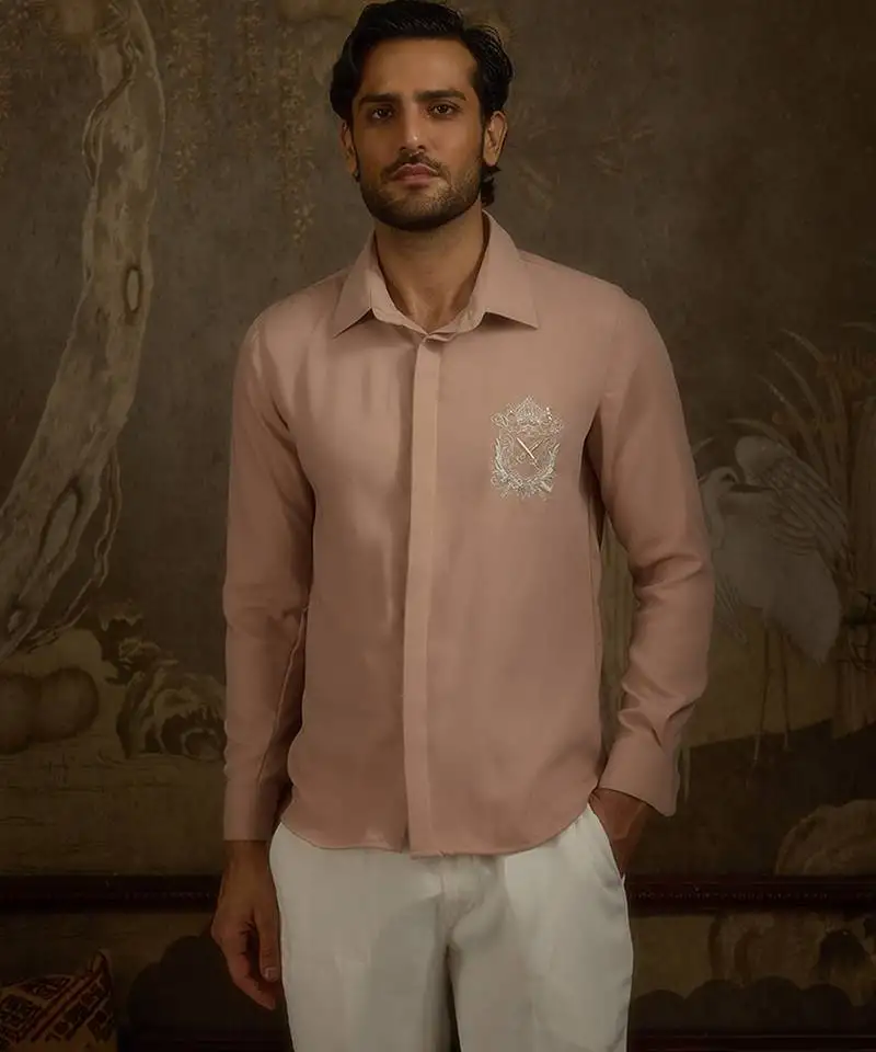 Rose plain faux cotton shirt