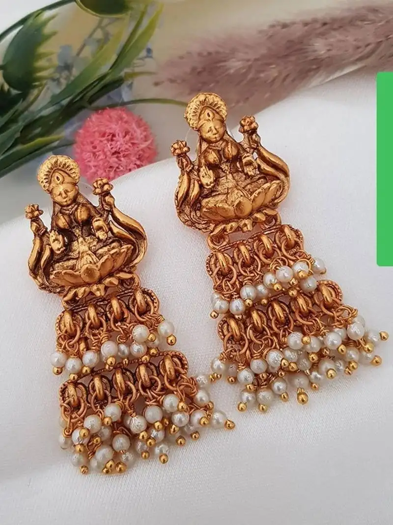 Gold plated white goddess hydra earrings
