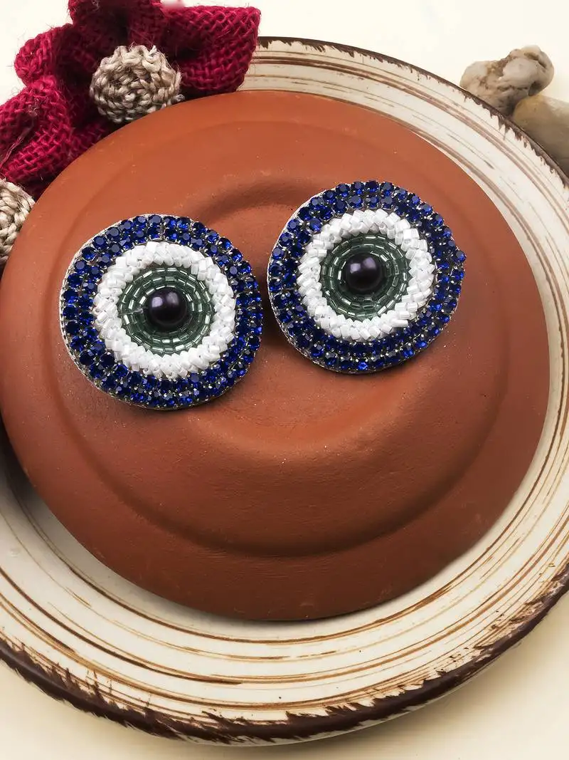 Handmade evil eye studs